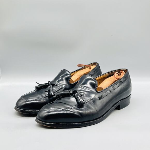 Aristocraft Shoes Men 10.5 Black Leather Tassel Loafers Vintage Made USA main image 11
